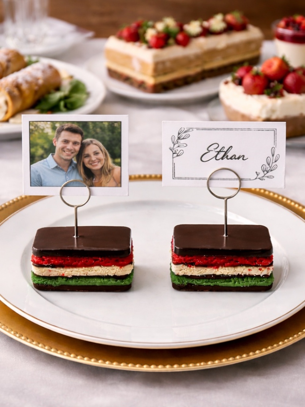 Italian Rainbow Cookie Place Card & Photo Holders – Set of 2 | Handmade